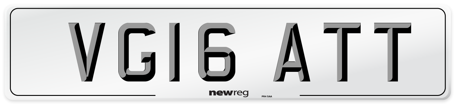 VG16 ATT Number Plate from New Reg